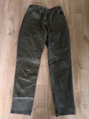 Vintage VERO Genuine Leather Pants Olive High Rise Straight Leg 90s Y2K Sz 6